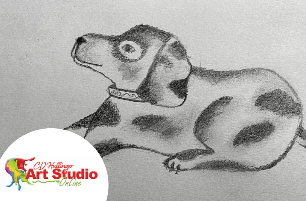 Drawing of a dog learned through an online art class