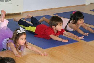 Kids participating in free online yoga class